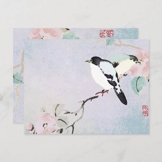 2 ZIJDE AFDRUKVERVUILENDE vogels ~ Briefkaart Azia (Voorkant / Achterkant)