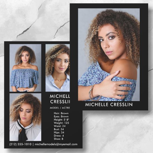 2 zijdelings 4 fotomodel Actor Comp Zed Kaart 5.5x