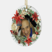 2 zijdelings gedenkkerst met foto keramisch ornament (Rechts)