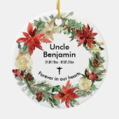 2 zijdelings gedenkkerst met foto keramisch ornament (Achterkant)