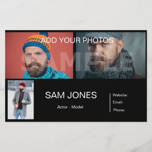 2 zijdelings geplaatste fotoACtor Comp Zed-kaart Flyer (Achterkant)