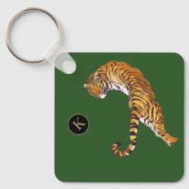 2 zijdelings gerichte jonge, wilde en vrije tijger sleutelhanger