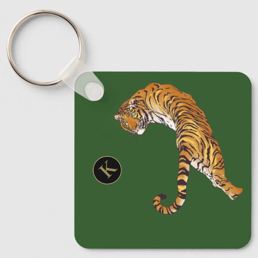 2 zijdelings gerichte jonge, wilde en vrije tijger sleutelhanger (Voorkant)