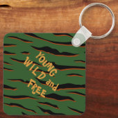 2 zijdelings gerichte jonge, wilde en vrije tijger sleutelhanger (Achterkant)