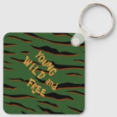 2 zijdelings gerichte jonge, wilde en vrije tijger sleutelhanger (Achterkant)