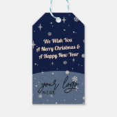 2 zijden Bedrijfs Logo en QR code Blauwe Kerstmis Cadeaulabel (Voorkant)