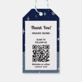 2 zijden Bedrijfs Logo en QR code Blauwe Kerstmis Cadeaulabel (Achterkant)
