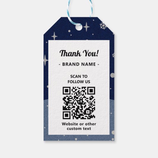 2 zijden Bedrijfs Logo en QR code Blauwe Kerstmis Cadeaulabel (Achterkant)