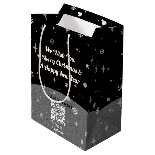 2 zijden Business Logo QR Code Naam Kerstmis Mediu Medium Cadeauzakje (Achterkant Gekanteld)