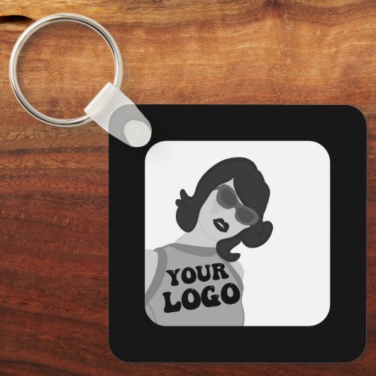 2 zijden Uw Logo + QR-code Eenvoudige zakelijke Ka Sleutelhanger (Voorkant)