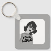 2 zijden Uw Logo + QR-code Eenvoudige zakelijke Ka Sleutelhanger (Voorkant)