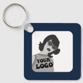 2 zijden Uw Logo + QR-code Eenvoudige zakelijke Ka Sleutelhanger (Voorkant)