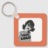 2 zijden Uw Logo + QR-code Eenvoudige zakelijke Ka Sleutelhanger (Voorkant)