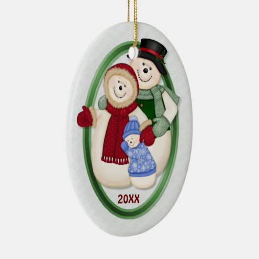2-zijdig - 1st Christmas Blue Frosty Snowman Famil Keramisch Ornament (Rechts)