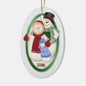 2-zijdig - 1st Christmas Blue Frosty Snowman Famil Keramisch Ornament (Links)