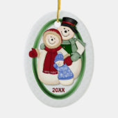 2-zijdig - 1st Christmas Blue Frosty Snowman Famil Keramisch Ornament (Voorkant)