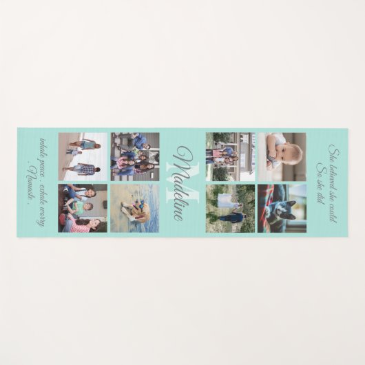 2-zijdig aangepaste mantra Blauwgroen blauw monogr Yogamat (Voorkant (horizontaal))