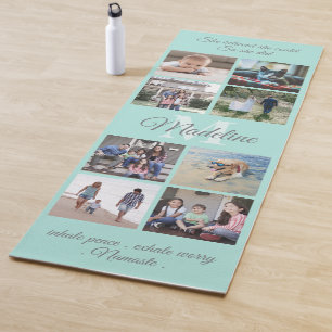 2-zijdig aangepaste mantra Blauwgroen blauw monogr Yogamat