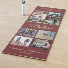 2-zijdig aangepaste mantra Bourgondië gouden monog Yogamat