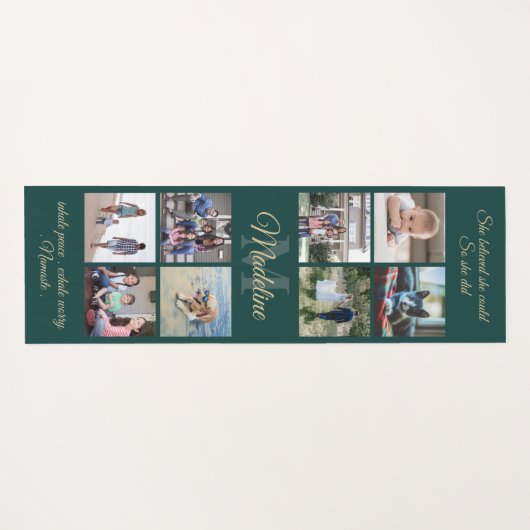 2-zijdig aangepaste mantra groen en goud monogram  yogamat (Achterkant (horizontaal))