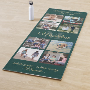 2-zijdig aangepaste mantra groen en goud monogram yogamat