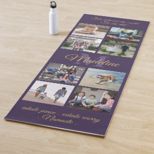 2-zijdig aangepaste mantra Paarse en gouden monogr Yogamat