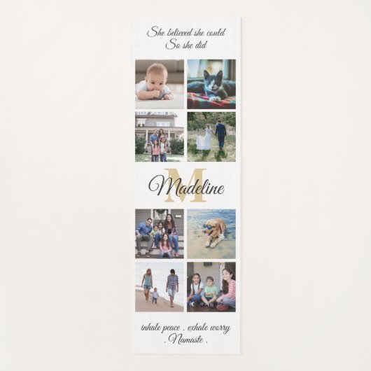 2-zijdig aangepaste mantra wit en goud monogram fo yogamat (Voorkant)