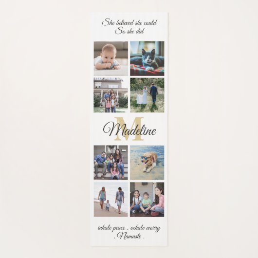 2-zijdig aangepaste mantra wit en goud monogram fo yogamat (Achterkant)