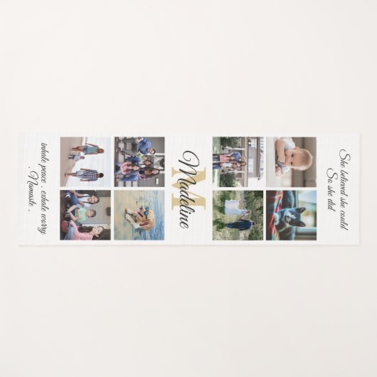 2-zijdig aangepaste mantra wit en goud monogram fo yogamat (Voorkant (horizontaal))