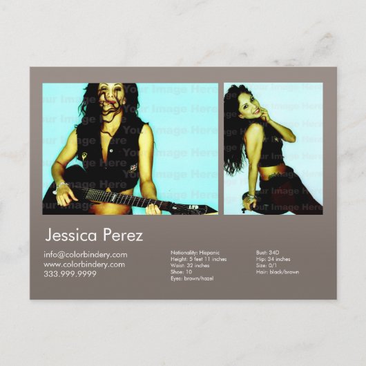 2-zijdig actor en model 2-hot Warm Grey Headshot C Briefkaart (Voorkant)