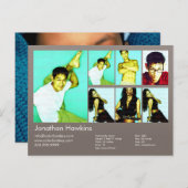 2-zijdig actor en model, armgrijs headshot Comp Briefkaart (Voorkant / Achterkant)