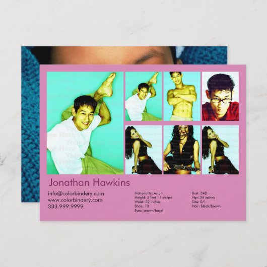 2-zijdig apparaat en model roze headshot Comp Briefkaart (Voorkant / Achterkant)