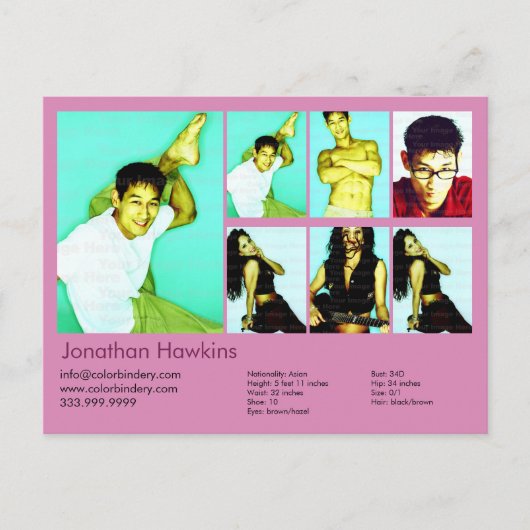 2-zijdig apparaat en model roze headshot Comp Briefkaart (Voorkant)