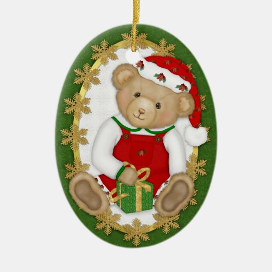 2-zijdig - Beary Merry Teddy Bear Ornament (Voorkant)