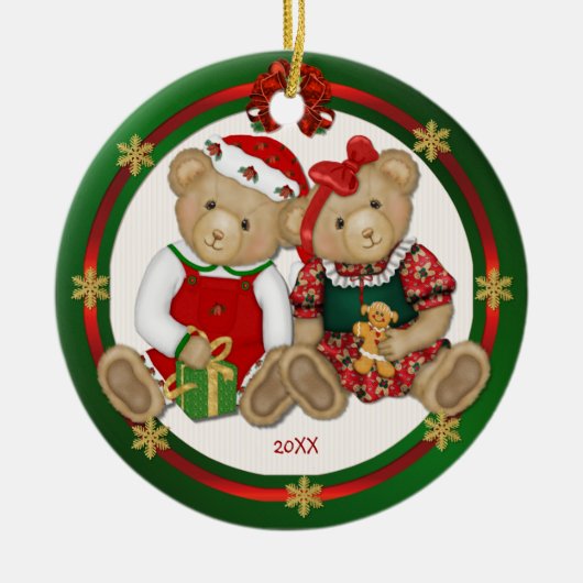 2-zijdig - Beary Merry Teddy Bear Ornament (Voorkant)