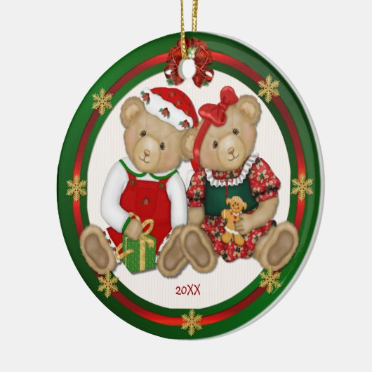2-zijdig - Beary Merry Teddy Bear Ornament (Links)