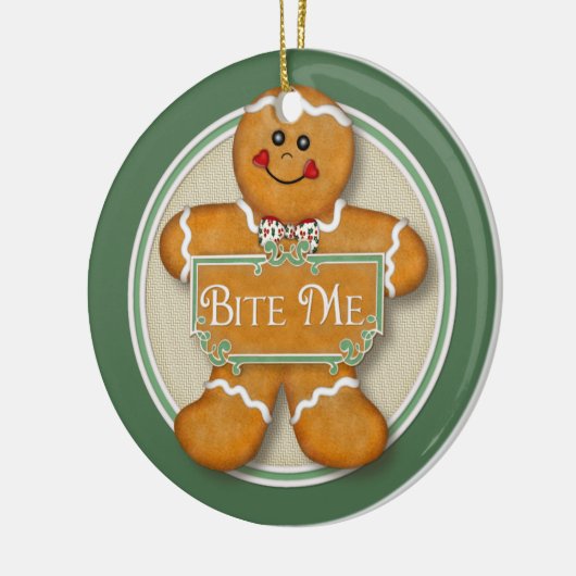 2-zijdig - Bite Me Gingerbread Man Ornament (Links)
