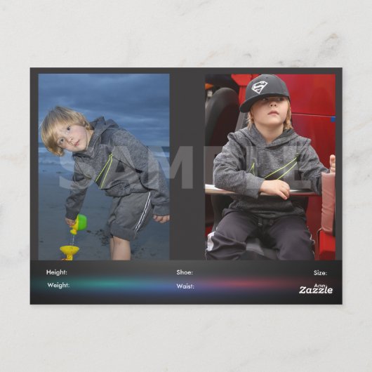 2-zijdig Briefkaart voor hoofdopname en modelkopte (Achterkant)