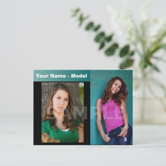 2-zijdig Briefkaart voor hoofdopname en modelkopte (Staand voorkant)