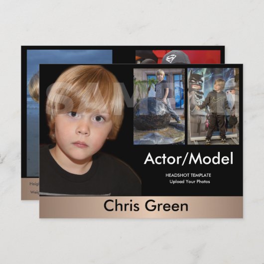 2-zijdig Briefkaart voor hoofdopname en modelkopte (Voorkant / Achterkant)