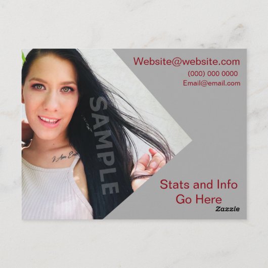 2-zijdig Briefkaart voor hoofdopname en modelkopte (Achterkant)