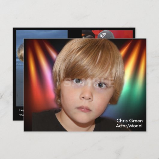 2-zijdig Briefkaart voor hoofdopname en modelkopte (Voorkant / Achterkant)