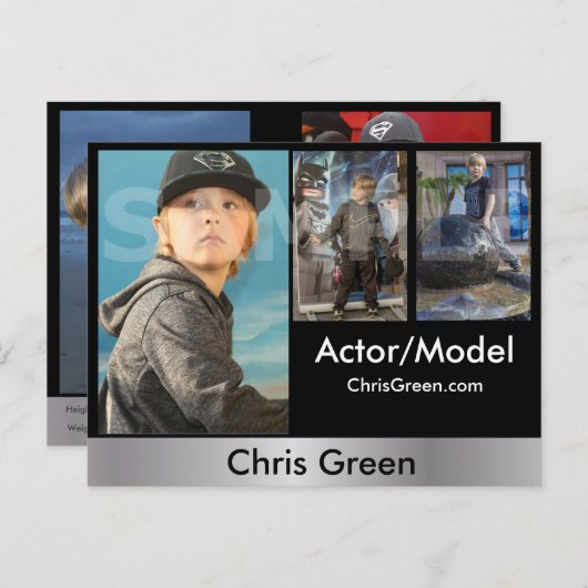 2-zijdig Briefkaart voor hoofdopname en modelkopte (Voorkant / Achterkant)