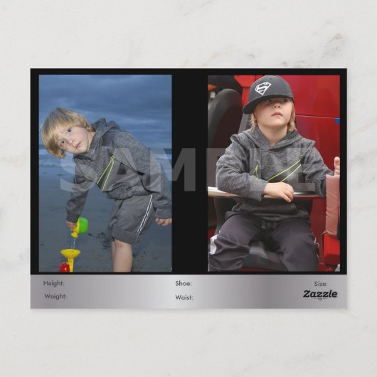 2-zijdig Briefkaart voor hoofdopname en modelkopte (Achterkant)