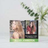 2-zijdig Briefkaart voor hoofdopname en modelkopte (Staand voorkant)