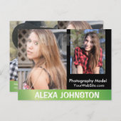 2-zijdig Briefkaart voor hoofdopname en modelkopte (Voorkant / Achterkant)