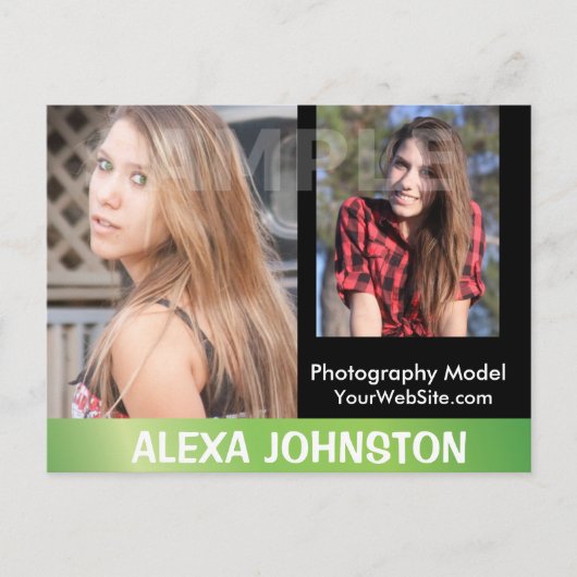 2-zijdig Briefkaart voor hoofdopname en modelkopte (Voorkant)