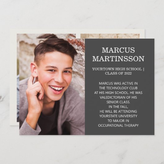 2-zijdig bruin Afstuderen 3 Fotoaankondiging Aankondiging (Voorkant / Achterkant)