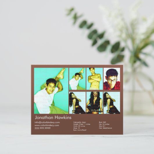 2-zijdig chassis met bruin design briefkaart (Staand voorkant)