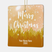 2-zijdig Eigen Golden Snow Forest Merry Kerstmis Keramisch Ornament (Links)